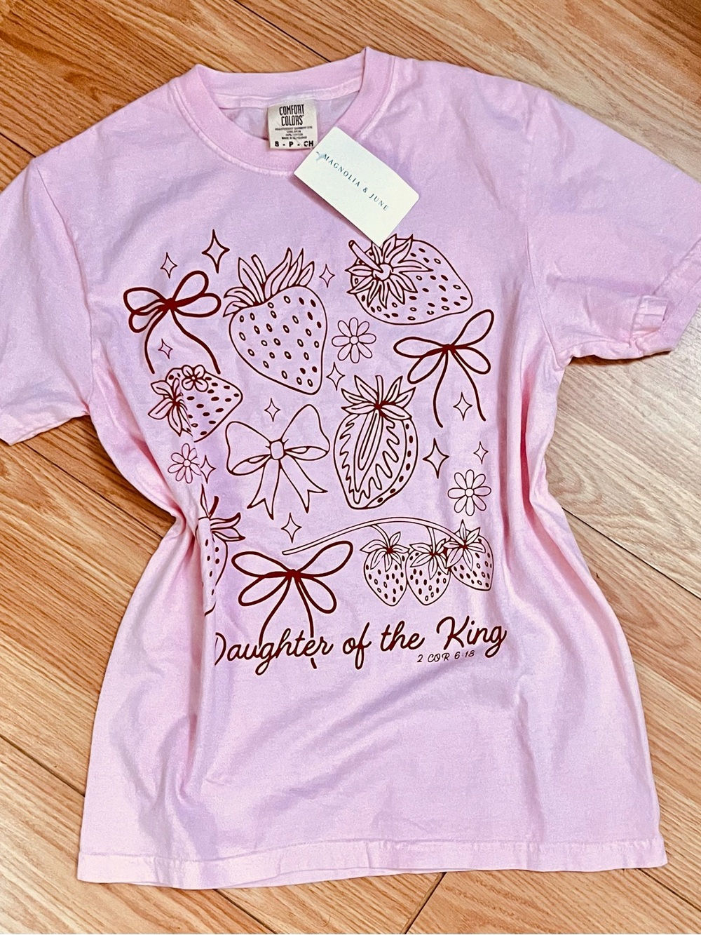 Daughter of the King' Pink Strawberry Graphic Tee